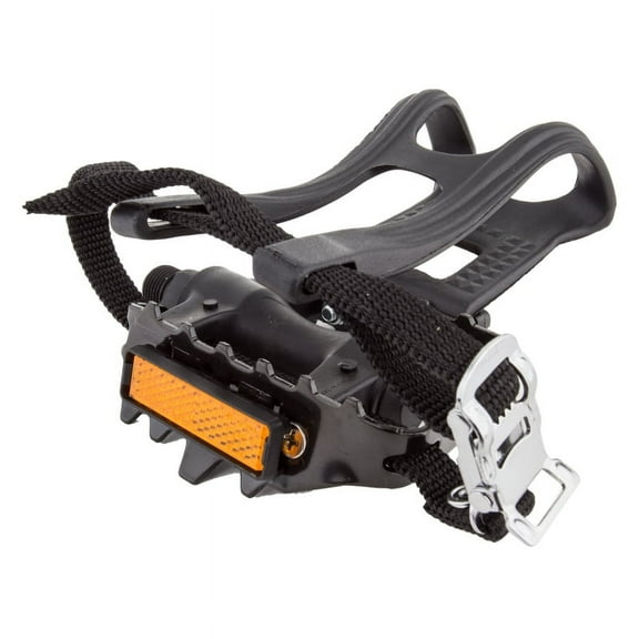 Sunlite Low Profile 9/16" Composite Body Steel Cage Nylon Toe Straps Blk/Silver