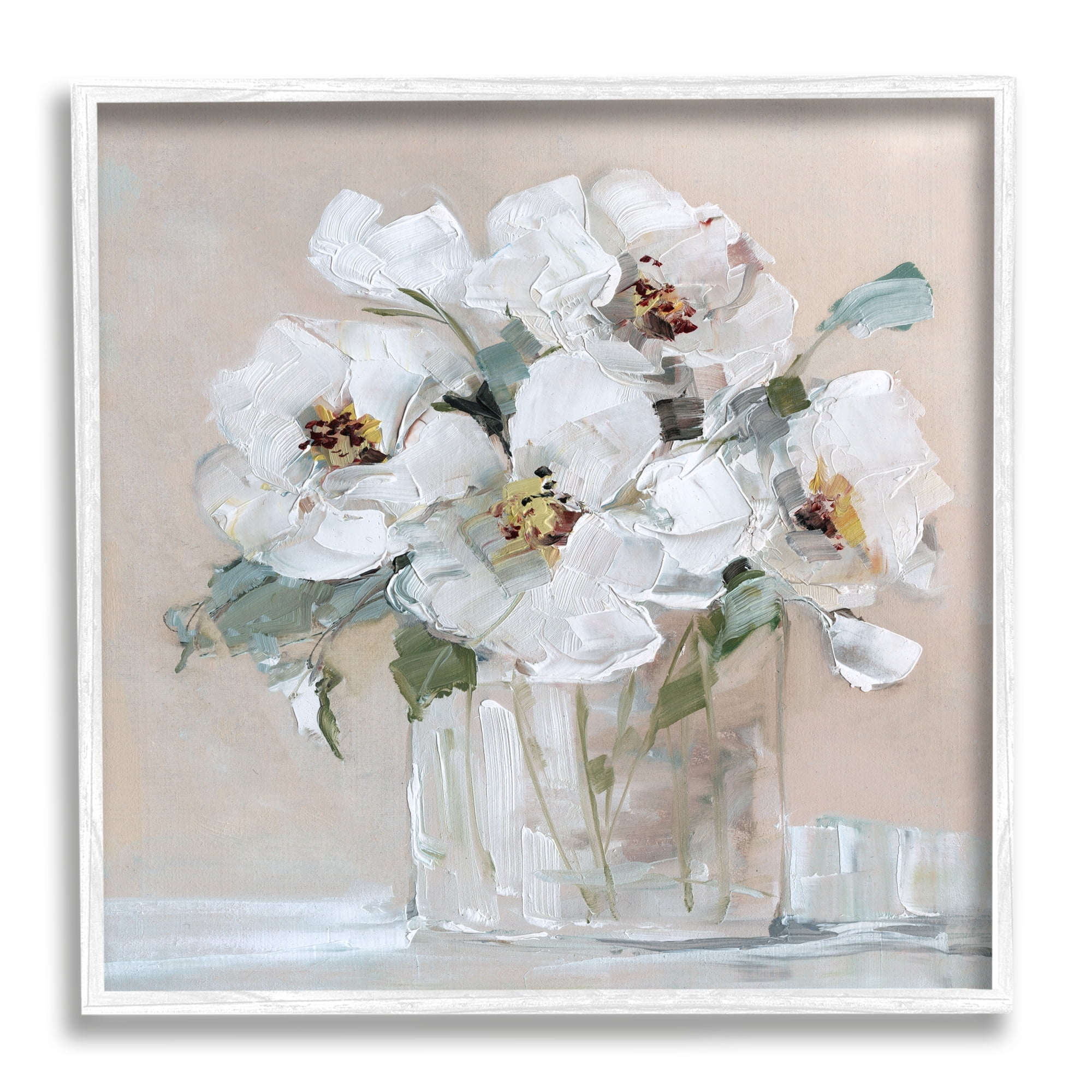 Stupell Industries Traditional White Blooms Flower Arrangement Still Life Painting White Framed Art Print Wall Art, Design by Sally Swatland