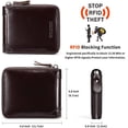 thumbnail image 2 of CHANPINCL Cartera Moderna con Zíper y Doble Pliegue para Hombre con Bloqueo RFID, Marrón, 2 of 7