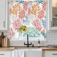 thumbnail image 4 of Colorful Coral Kitchen Window Curtains, Swag Curtains Valance for Bedroom Living Room Bathroom, Coastal Ocean Abstract Gradient Sea Rod Pocket Window Treatment Curtain Block Drapes 2 Panels 28"x36", 4 of 9