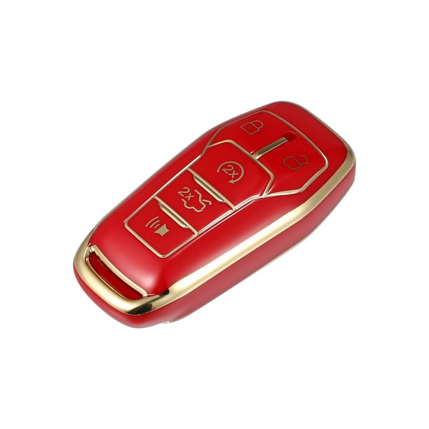 TPU Coche Remoto Llavero Estuche Cubierta 5 Botón Completo Protector Soporte rojo