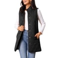 thumbnail image 4 of Women's Long Puffer Vest Stand Collar Sleeveless Puffy Jackets Lightweight Gilet Quilted Warm Coat S Black, 4 of 6