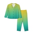thumbnail image 1 of Balery Teal To Yellow Gradient Conjunto de Pijama con Estampado para Mujer, Conjunto de Dos Piezas con Manga Larga, Ropa de Dormir Suave con Bolsillos, Pijamas Cómodos-Large, 1 of 7