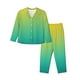 thumbnail image 1 of Balery Teal To Yellow Gradient Conjunto de Pijama con Estampado para Mujer, Conjunto de Dos Piezas con Manga Larga, Ropa de Dormir Suave con Bolsillos, Pijamas Cómodos-XX-Large, 1 of 7