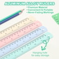 thumbnail image 3 of Uxcell 15cm/20cm/30cm Metal Ruler, 3 Pack Aluminum Alloy Rulers with Centimeters, Millimeters, Inches and Conversion Table Straight Edge Ruler for Writing Machinist Drafting, Pink, 3 of 6
