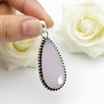 thumbnail image 4 of SATYAVIE JEWELLERY Retro Design Handmade Natural Rose Quartz Gemstone Pendant | Solid 925 Sterling Silver Pendant for Women | Unique Artisan Jewelry | Gift for Mom & Girlfriend, 4 of 6