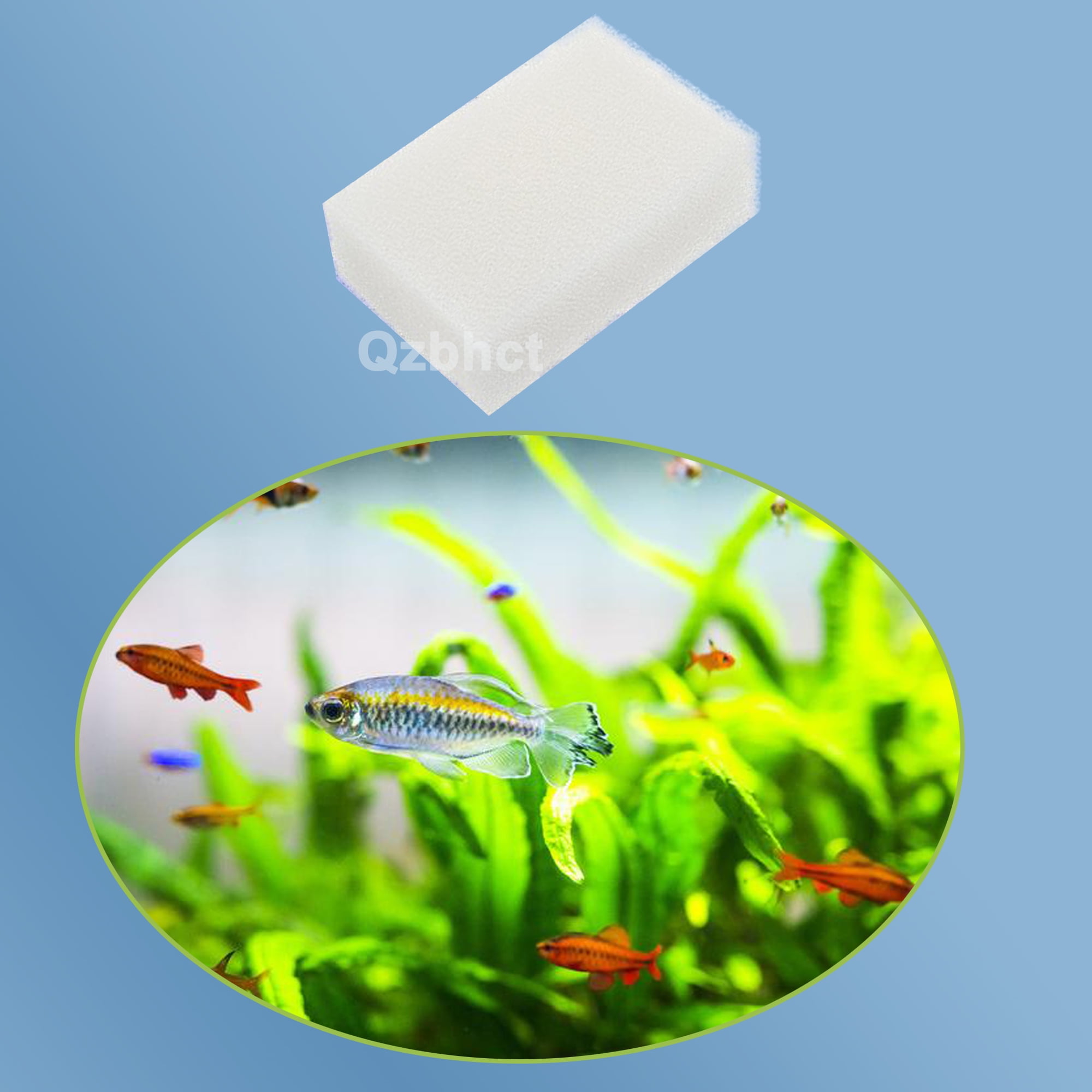 Qzbhct 10 Pcs Aquarium Bio Sponge White Foam Filter Pads for Aqua Clear 70 / 300 Filtration Systems