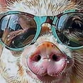 thumbnail image 5 of Patifu Pig in Hat and Sunglasses Chic Modern Bathroom Decor Shower Curtain with Hooks 69"x72, 5 of 7
