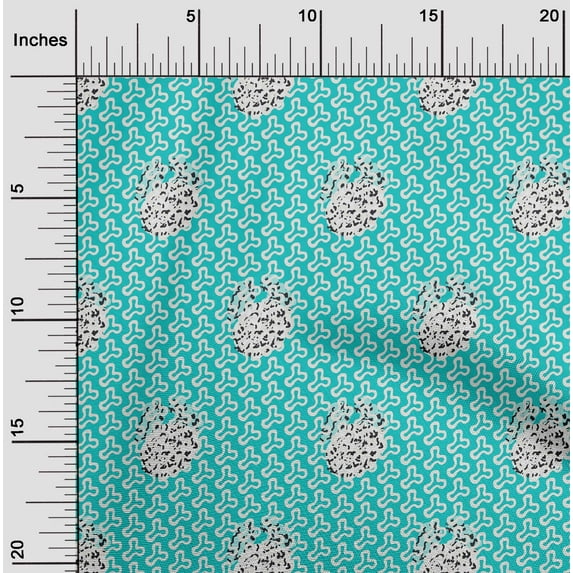 oneOone Cotton Jersey Turquoise Blue Fabric Abstract Block Craft Projects Decor Fabric Printed By The Yard 58 Inch Wide