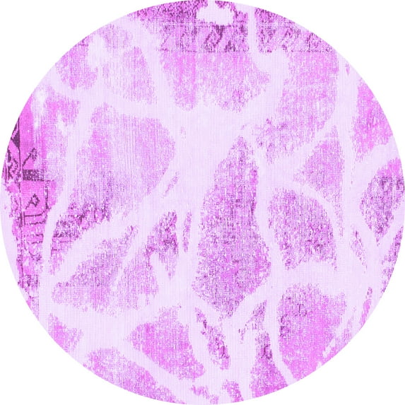 Ahgly Company Machine Washable Indoor Round Abstract Purple Modern Area Rugs, 3' Round