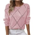 thumbnail image 2 of Amidoa Long Sleeve Trendy Sweaters for Women 2025 Cutout Pink Sequin Lightweight Fall Sweaters Women's Cardigans M, 2 of 6