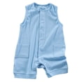 thumbnail image 1 of Wxirdiow Summer Baby Clothes Baby Rompers Summer Newborn High Stretch Solid Color Breathable Cotton With Front Button Closure Light Blue Size,3-6 Months, 1 of 6