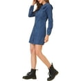 thumbnail image 4 of Allegra K Women's Peter Pan Collar Button Down A-Line Long Sleeve Denim Dress, 4 of 6