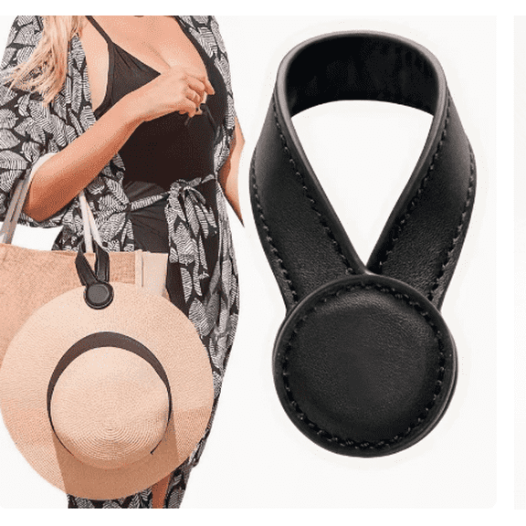 2PCS Hat Clip for Travel on Bags, Magnetic Hat Clip Holder for Purses, Backpacks, Totes, and Luggage, Hands-Free Leather-Style Travel Accessory for Sun Hats,Caps