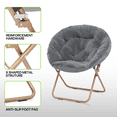 thumbnail image 6 of Magshion 2 Pieces 33" Folding Saucer Chair, Soft Faux Fur Oversized Collapsible Accent Chair Lounge Moon Chair with Metal Frame for Bedroom, Gray, 6 of 10