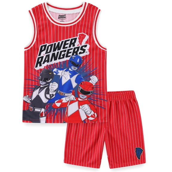 Power Rangers Jersey Tank Top Shirt and Mesh Short (Boys), 2 Piece Set, Sizes 4-12