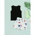 thumbnail image 4 of Genuiskids Toddler Newborn Infant Boy Summer Clothes Set Dinosaur Sleeveless Vest Top T-Shirt Shorts Pants Outfits 0-3 Years, 4 of 8