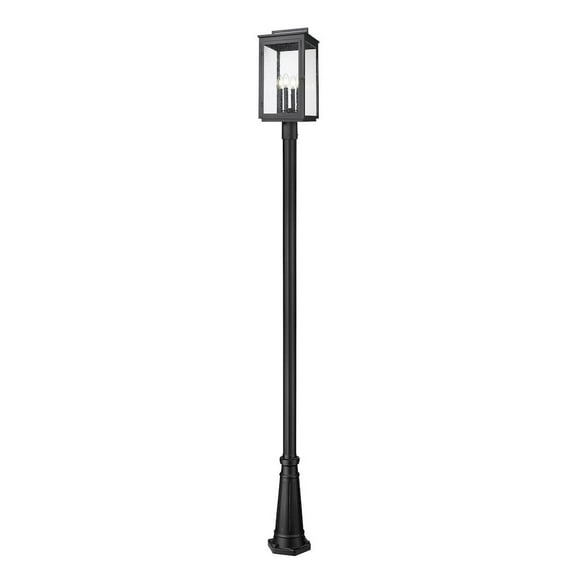 Z-Lite Hartwell 4 Light Outdoor Post Mounted Fixture in Sand Black color,Aluminum frame