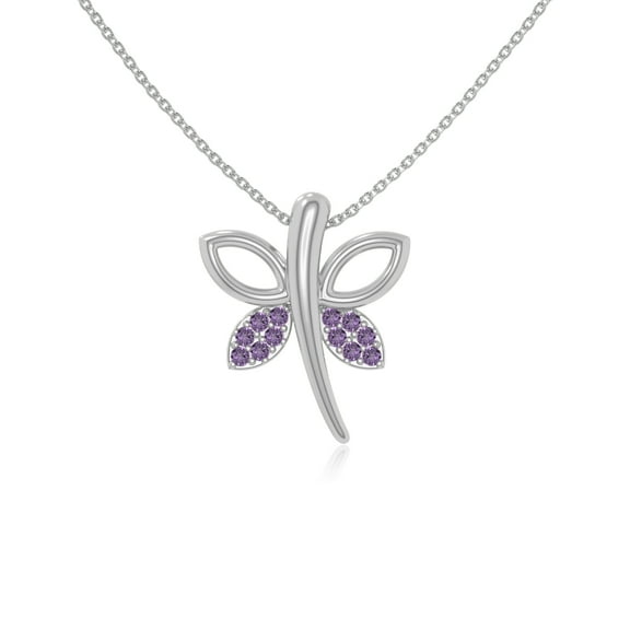 Natural Amethyst Dragonfly Pendant Necklaces for Women in Sterling Silver, February Birthstone Jewelry Gifts for Her Birthday, Wedding Anniversary, Graduation, Christmas, Mothers Day, Valentines