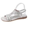 thumbnail image 2 of Sandalias Para Mujer Women Spring/Summer Fashionable And Casual Versatile Water Diamond Comfortable And Casual Elastic Set Sandals With Slope Heels,Silver,37, 2 of 9