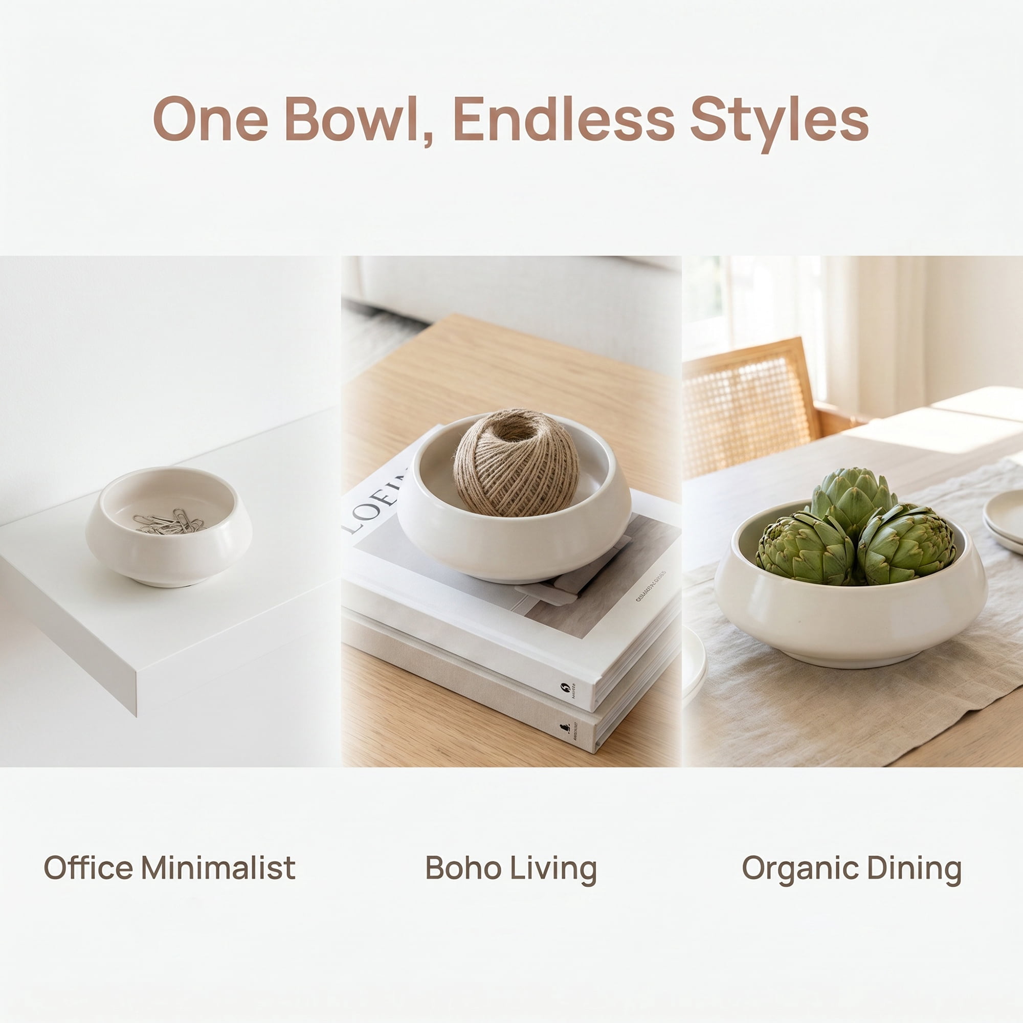 Unique Bargains Irregular Ceramic Decorative Bowl & Catchall Tray White 8.5" x 8.5" x 3.5"