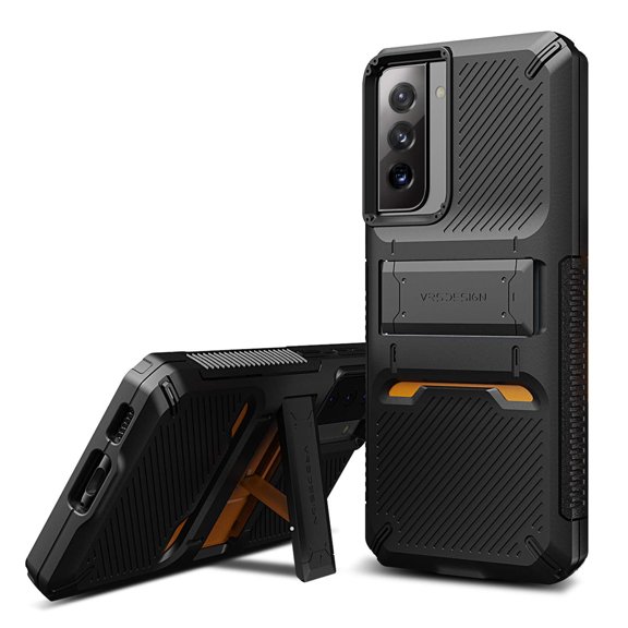 VRS Design Phone Case for Galaxy S21 Plus (2021), [Damda Quick Stand Pro] Premium Sturdy Phone Case with Kickstand (Black)