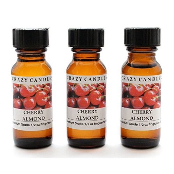 Cherry Almond 3 Bottles 1/2 FL Oz Each 15ml Premium Grade Scented Fragrance Oil by Crazy Candles