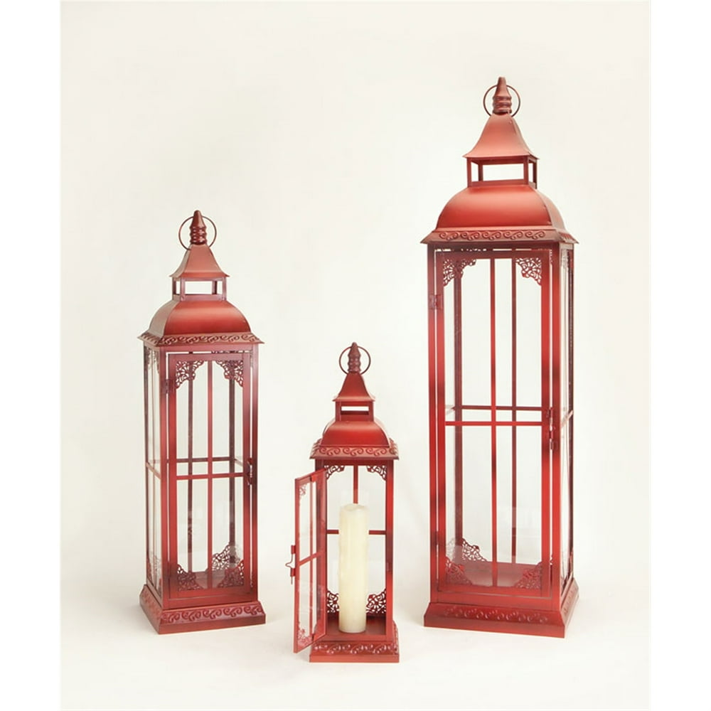 Lantern (Set of 3) 19.75"H, 28"H, 37"H Metal/Glass
