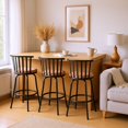 thumbnail image 2 of Homy Casa Set of 3 Tan Faux Suede Swivel Stool with Adjustable Legs and Metal Frame for Living Room Bar & Cart, 2 of 9