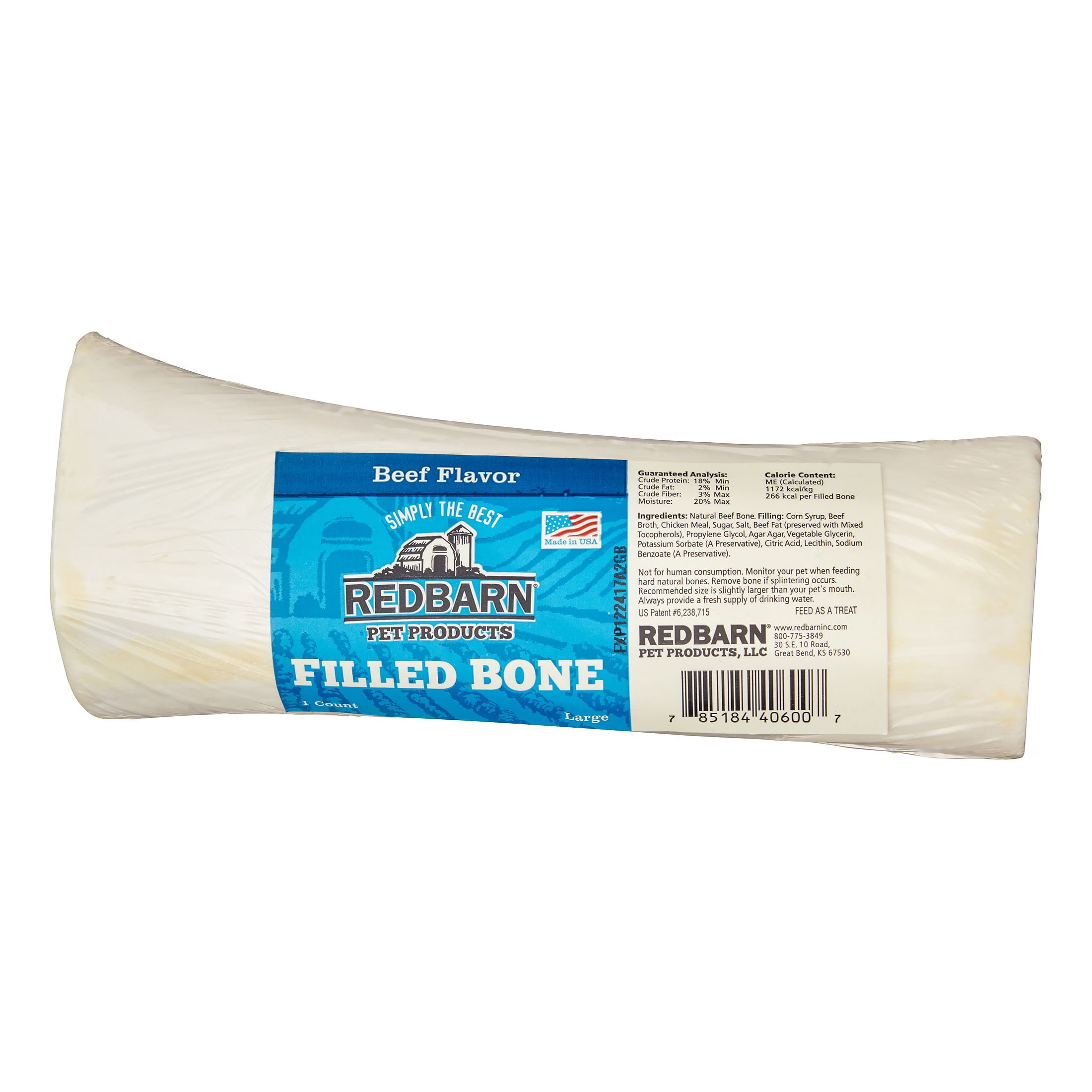 Redbarn 5" Large Beef Filled Bone Dog Treat, 1 Ct