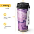 thumbnail image 4 of 18oz Travel Coffee Mug, 316 Stainless Steel Vacuum Insulated Tumbler with 2-in-1 Straw Lid & Strap, Liquid & Marble Print, 4 of 6