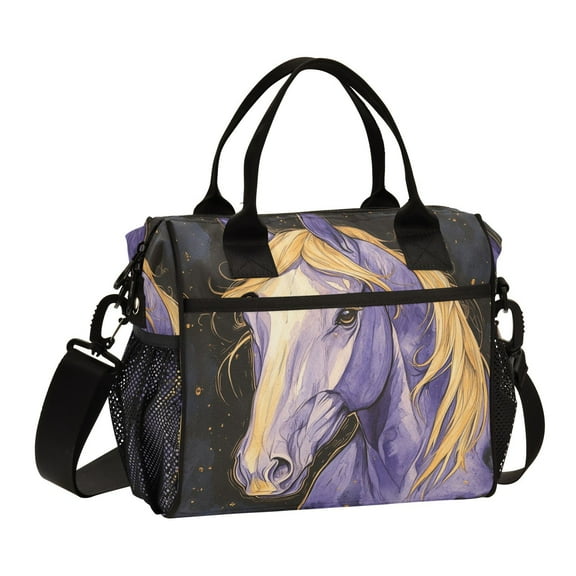 Ckdifva Watercolor Horse Cooler Bag Cooler Cooling Tote Lunch Bag Lunch Box Front Pocket with Shoulder Strap
