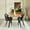 Walnut Table Grey Fabric Chairs, variant on Homy Casa 5-Piece Dining Set, Natural Wooden Kitchen Table with 4 Upholstered High-Back Beige Fabric Dining Chairs, Contemporary Live Edge Design