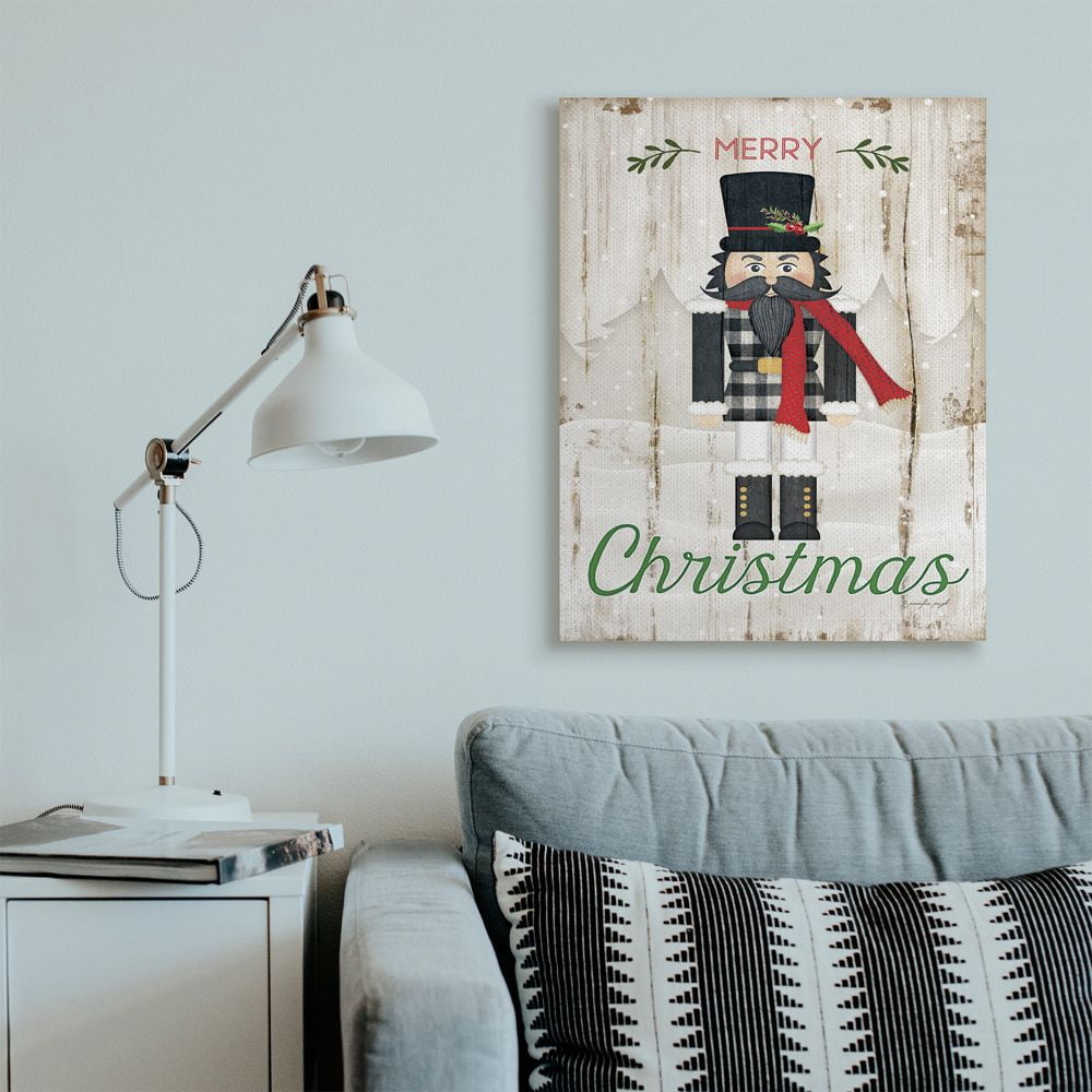 Stupell Indtries Merry Christmas Holiday Phrase Winter Nutcracker Designed by Jennifer Pugh