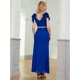 thumbnail image 2 of ANGEL FASHIONS Women Deep V Neck Beading Maxi Evening Gown Small, 2 of 7