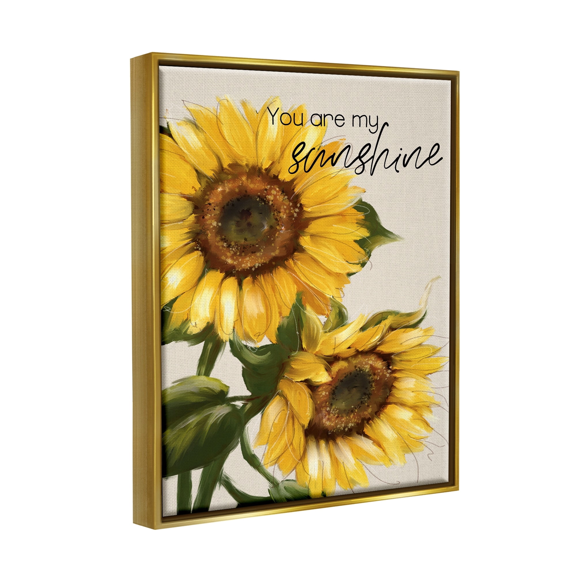 Stupell Industries You Are My Sunshine Vivid Sunflower Blossoms Graphic Art Metallic Gold Floating Framed Canvas Print Wall Art, Design by Conrad Knutsen