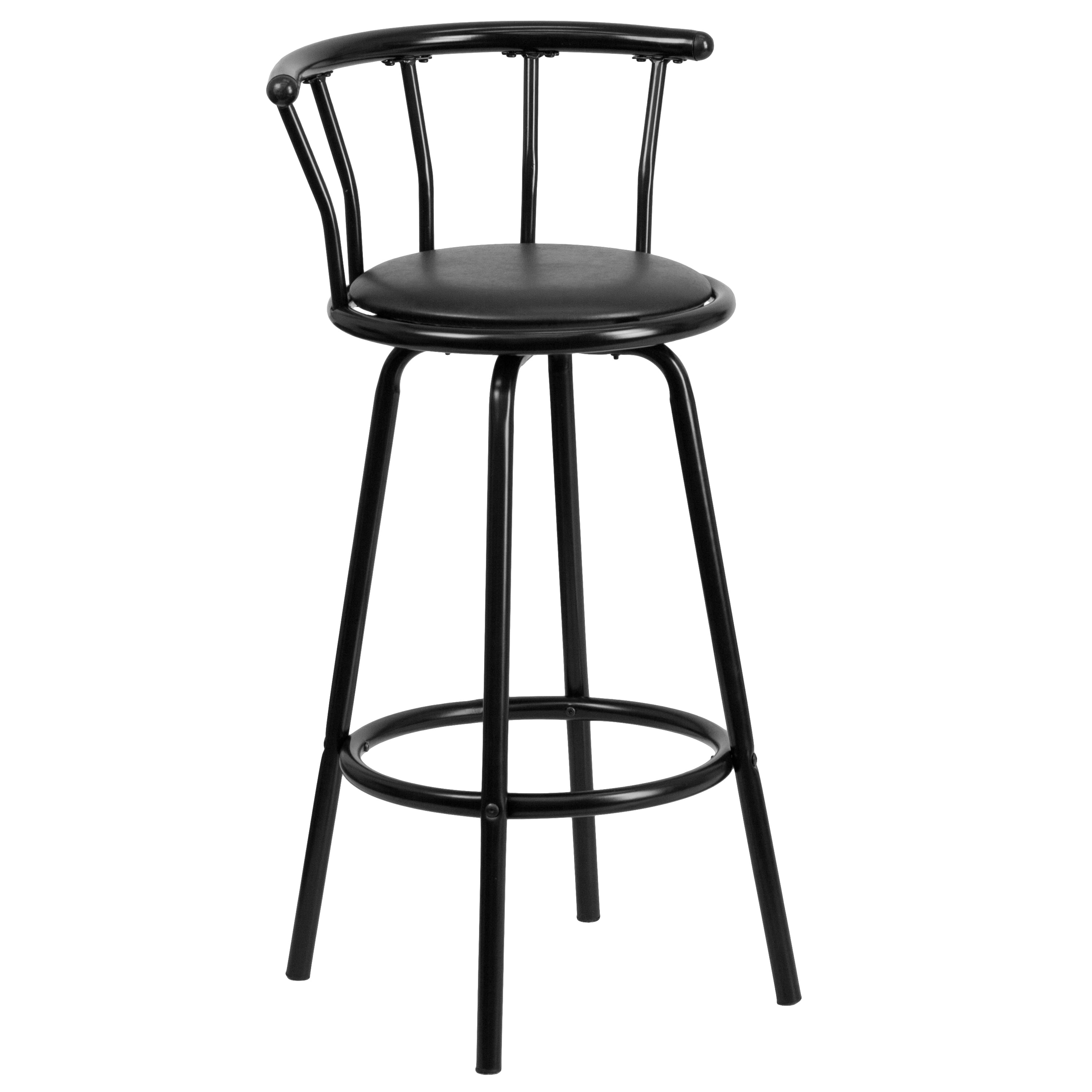 Mainstays 28 Inch Backless Stool Black Metal Base with Natural
