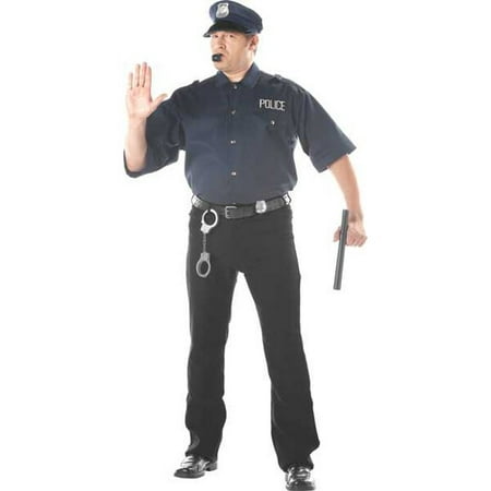 Adult Plus Size Cop Shirt And Hat Costume