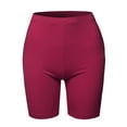 thumbnail image 2 of A2Y Women's Basic Solid Premium Cotton Mid Thigh High Rise Biker Bermuda Shorts Magenta 2XL, 2 of 5