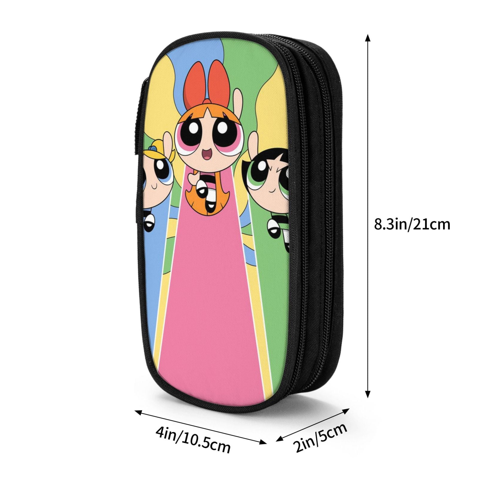 The Powerpuff Gi-rls Pencil Case Large Capacity Pencil Pouch Penbag Office Stationery Organizer Travel Makeup Bag Black