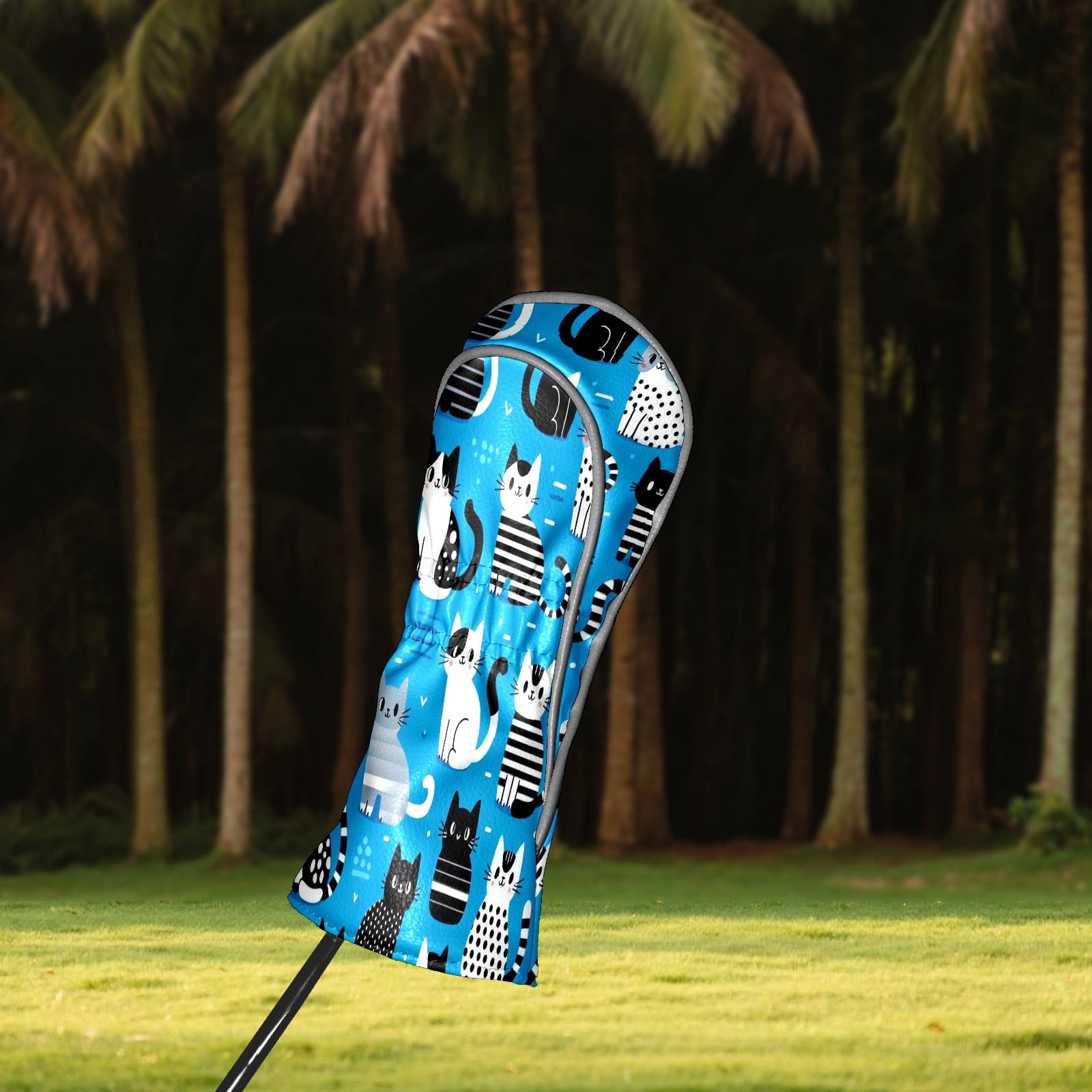 Golf Club Covers, Blue Cat Premium PU Leather Driver Hybrid Putter Head Covers with Velvet Lining, Waterproof Golf Gifts for Men Women