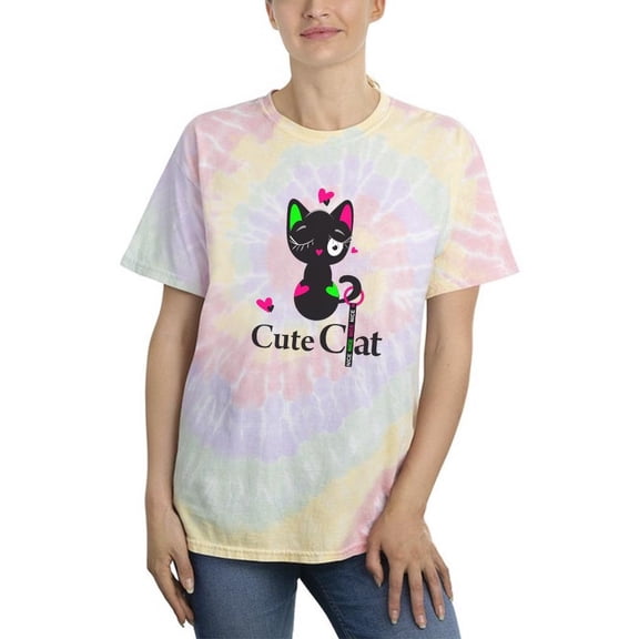 Slogan Cute Cat  Tie Dye Spiral Women -Image by Shutterstock, Female Medium
