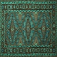 thumbnail image 1 of Ahgly Company Machine Washable Indoor Square Persian Turquoise Blue Traditional Area Rugs, 6' Square, 1 of 4
