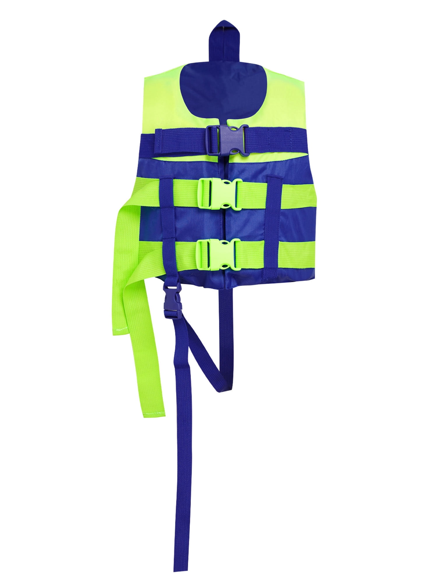 Haitryli Boys Girls Swim Life Vest Kids Color Block Buoyancy Jacket Fishing Snorkeling Water Sports Tops Blue Fluorescent Green XL