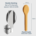 thumbnail image 4 of Dreamroo Portable Stainless-Steel Utensils with Silicone Carrying Case, 3pcs Set, Yellow, 4 of 5