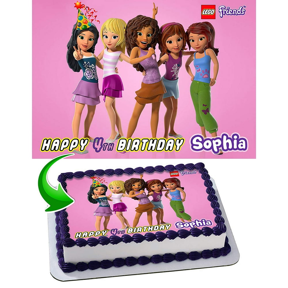 LEGO Friends Edible Cake Image Topper Personalized Picture 1/4 Sheet (8