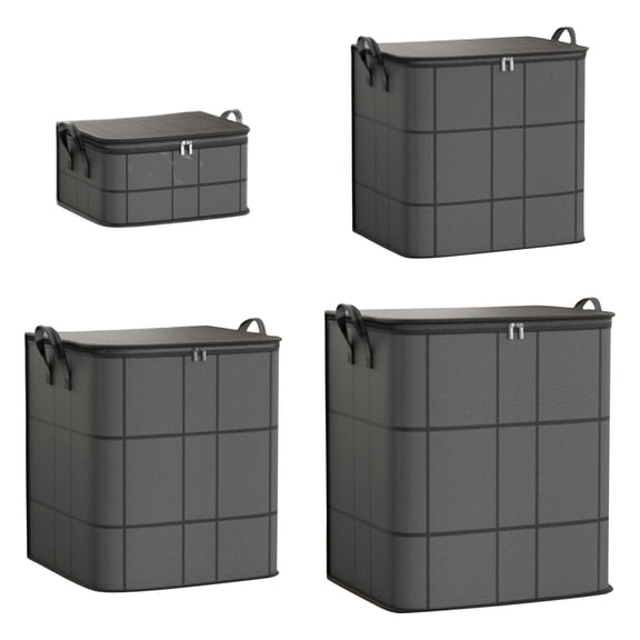Btomtd Comforter Storage Bags with Handles and Zipper, Foldable Bedding Organizer, Moving Bags for Blankets Pillows and Quilts, 18L, 14"D x 10"W x 8"H (Gray)