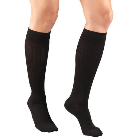 

Truform Women s Trouser Socks Dress Style Rib Pattern: 15-20 mmHg Black Medium