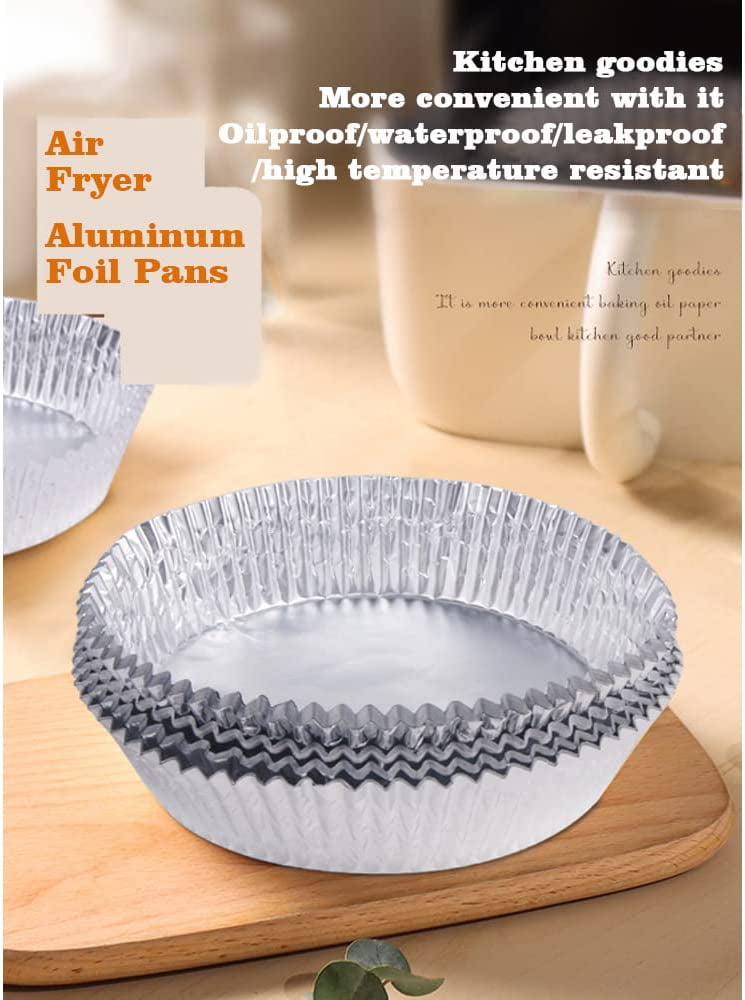 Galand Tin Foil Liners 20Pcs Useful Heat- Round Extra-Deep Fryer Pot Liner  Aluminum Foil Pans 8Inch