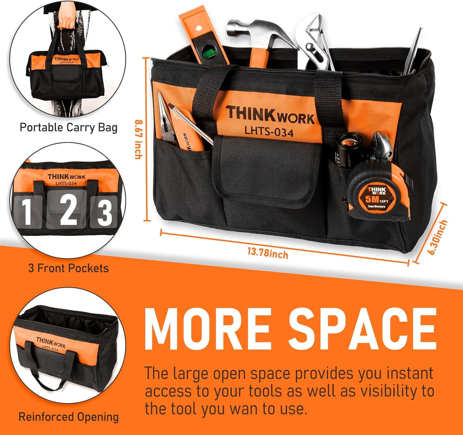 Tool Set - 207 Piece Portable Home Repairing Tool Kit,  Household Hand Tool Set with 13'' Wide Mouth Open Storage Tool Bag, Perfect for , Home Maintenance, Handyman - Gift for Men